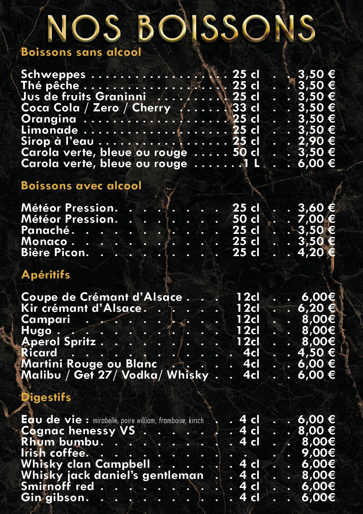 Carte boissons 1
